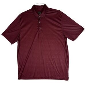 Greg Norman Play Dry Mens XL Burgundy Geometric Print Golf Polo Shirt Maroon